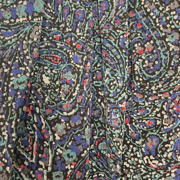 Vintage Calvin Klein Corduroy Skirt Blue Paisley Pattern High Waist Midi 80s cK - Picture 3 of 5